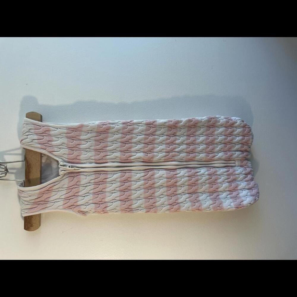 Knit 100% Cotton Sleepsack Pink/White Striped 0-6M